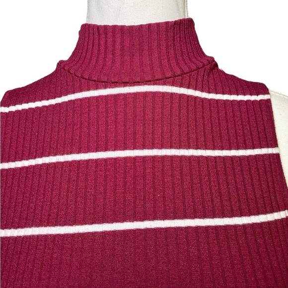 Arizona Jean Company Sleeveless Burgundy and White Striped Ribbed Top - Picture 4 of 12